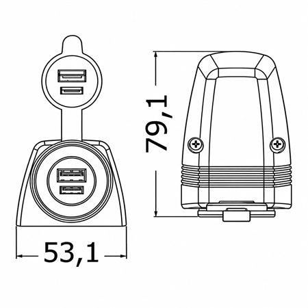 Osculati Type-C USB Soketi 12/24V