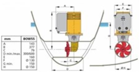 Vetus baş manevra pervanesi, 55 kgf, 24V