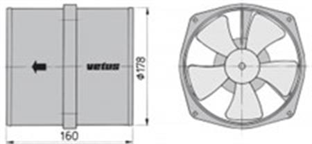 Vetus Blower 12V 12200 Lt/Dak Ø 178x160 mm