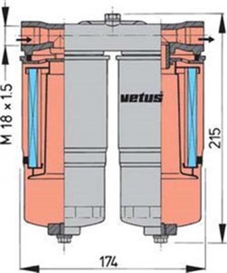 Vetus WS720 su ayırıcı/yakıt filtresi