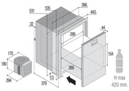 Vitrifrigo Buzdolabı Model DW42 RFX Hacim : 42 Litre