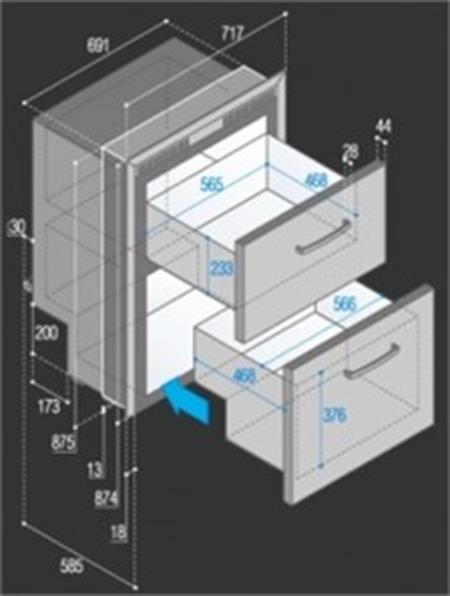 Vitrifrigo Buzdolabı ve Derin Dondurucu Model DW210.2 Buzdolabı: 104 Litre Dondurcu: 72 Litre