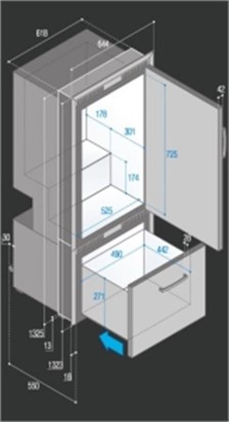 Vitrifrigo Buzdolabı/Derin Dondurucu Model DW250 Buzdolabı:157 Litre Dondurucu: 75 Litre