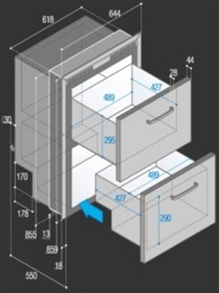 Vitrifrigo Çekmeceli Tip Buzdolabı/Derin Dondurucu Model DW180 145 Litre