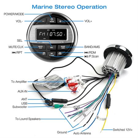 Yuvarlak USB Girişli Bluetoothlu Marine Teyp