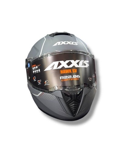 AXXIS Hawk Evo Solid Mat Gri Kapalı Motosiklet Kaskı - MotoDede
