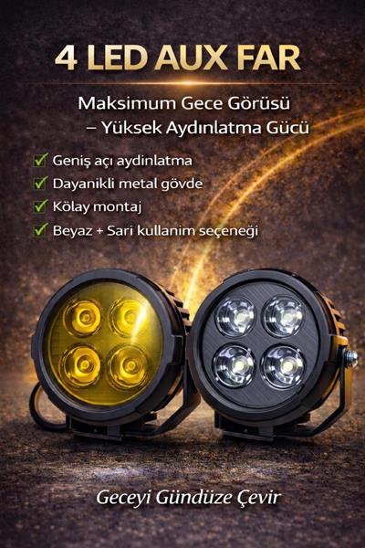 4lü LED Mini Driving Light - Motosiklet Sis Farı Takımı - MotoDede