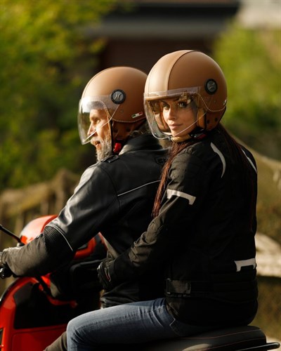 Sway SW 701 Brown Leather Yarım Kask - MotoDede