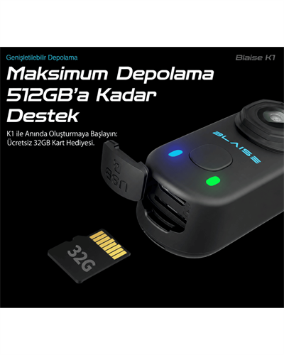 Blaise K1 4K Wi-Fi 32GB SD Kart Hediyeli Aksiyon Kamerası