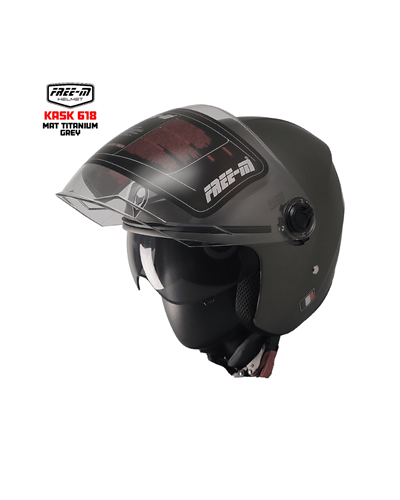 Free-M YA-665VR Yarım Motosiklet Kaskı - Mat Titanium - Motodede