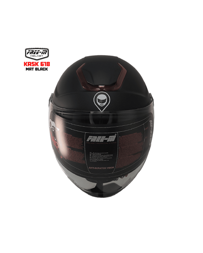 Free-M YA-665VR Vizörlü Yarım Kask - Mat Siyah - MotoDede