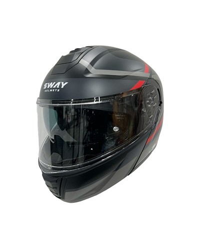 Sway SW 917 Fast Black Titanium Red Çene Açılır Kask - MotoDede
