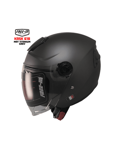 Free-M YA-665VR Yarım Motosiklet Kaskı - Mat Titanium - Motodede