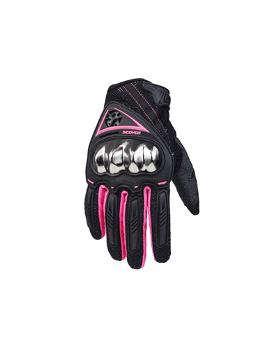 Scoyco MC44W Karbon Korumalı Kadın Motosiklet Eldiveni - Siyah/Pembe