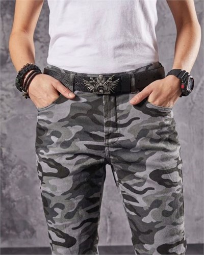 Motobike Jeans 2003 Kadın Gri Kamuflaj Motosiklet Pantolonu (Korumalar Hariç)