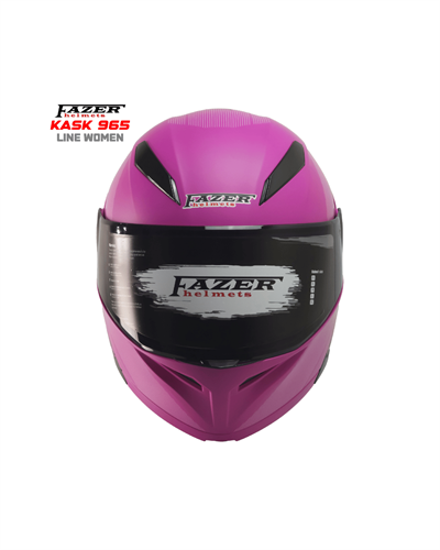 Fazer 965 Line Women Çene Açılır Kadın Motosiklet Kaskı - Mat Siyah/Pembe
