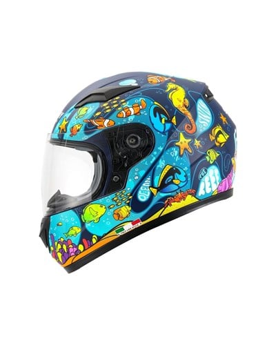 Sway SW-815K Ocean Black Blue Full Face Çocuk Kaskı - MotoDede