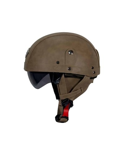 Tex 701 ZN Kahverengi Deri Miğfer Kask - MotoDede