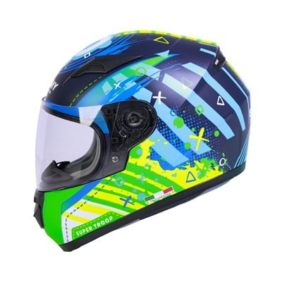 Sway SW-815K Alien Blue Green Full Face Çocuk Motosiklet Kask ı- MotoDede