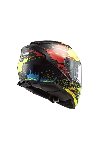 LS2 FF800 Storm II Drop Siyah Sarı Kırmızı Kask - MotoDede