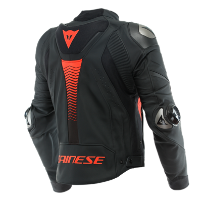 DAINESE/SUPER SPEED 4 LTHR JCKT BLK-MATT FLUO RED