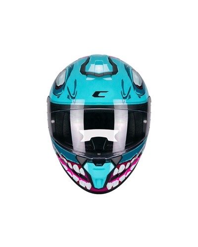CGM 330R Riot Undead Spoylerli Tam Kapalı Kask - Mavi/Rosa - MotoDede