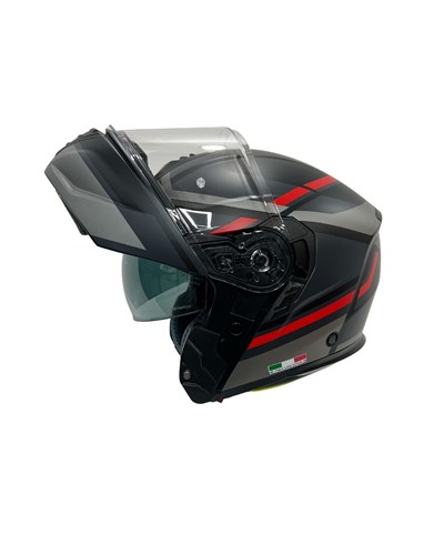 Sway SW 917 Fast Black Titanium Red Çene Açılır Kask - MotoDede
