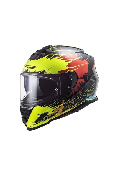 LS2 FF800 Storm II Drop Siyah Sarı Kırmızı Kask - MotoDede