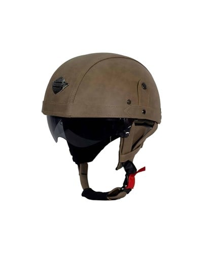Tex 701 ZN Kahverengi Deri Miğfer Kask - MotoDede