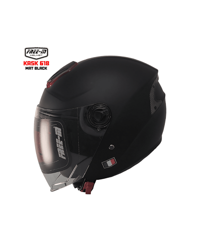 Free-M YA-665VR Vizörlü Yarım Kask - Mat Siyah - MotoDede