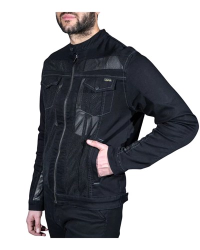 Rider Denim Efil File Yazlık Motosiklet Montu (Siyah) - MotoDede
