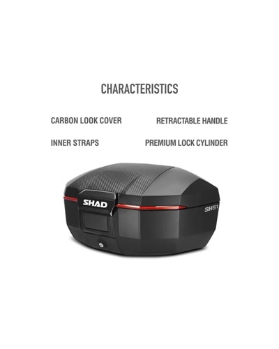 Shad SH51 Karbon Kapaklı Arka Çanta (Topcase) - 51 Litre - MotoDede
