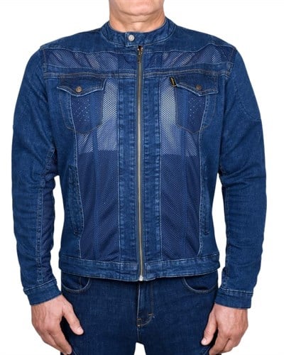 Rider Denim Efil File Yazlık Motosiklet Montu (Mavi) - MotoDede