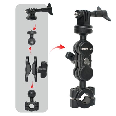 Knmaster MC130 – 360° Ayarlanabilir Motosiklet Ayna Demir Bağlantılı Aksiyon Kamera Aparatı
