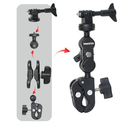Knmaster MC140 – 360° Ayarlanabilir Motosiklet Gidon / Koruma Demiri / Çanta Demiri / Ayna Bağlantılı Aksiyon Kamera Aparatı