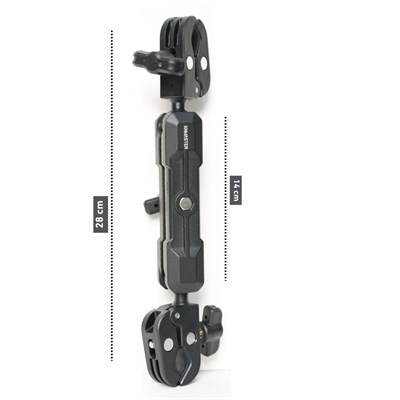 Knmaster MC170 – 360° Ayarlanabilir Motosiklet Çift Yengeç Kelepçeli (Double Clamp) Aksiyon Kamera Destek Aparatı (28 cm)