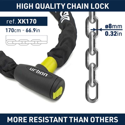 URBAN SECURITY XK170 170CM DÖVME ÇELİK ZİNCİR KİLİT