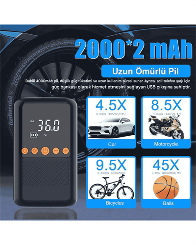 MTS CZK-5621 Şarjlı Taşınabilir Lastik Şişirme Cihazı - 150 PSI - MotoDede
