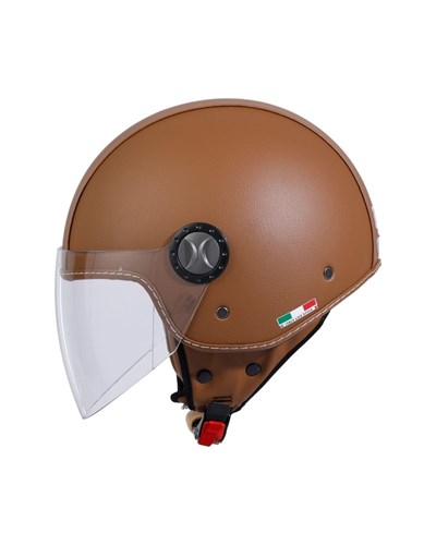 Sway SW 701 Brown Leather Yarım Kask - MotoDede