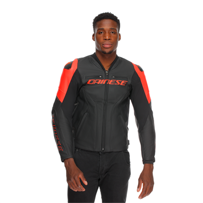DAINESE CEKET RACING 5 LEATHER BLK BLK RED FLUO