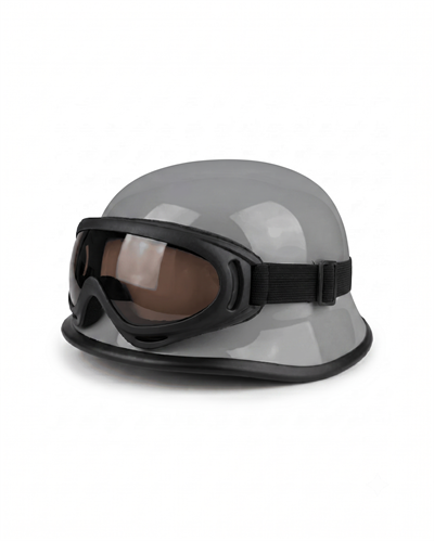 MTS M20 Nazi Tipi Yarım Kask (Gözlüklü) - Gri