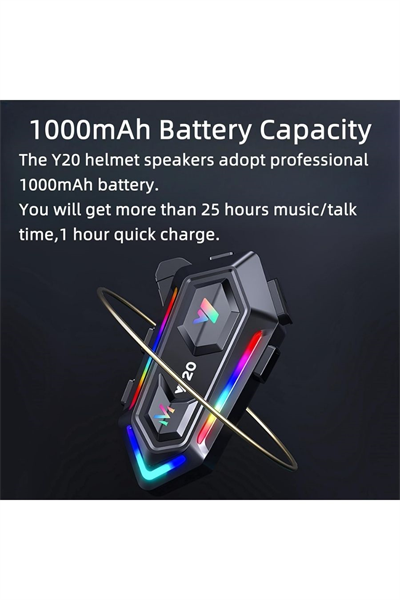 Y20 RGB LED Işıklı Motosiklet İnterkom Cihazı - MotoDede