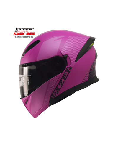 Fazer 965 Line Women Çene Açılır Kadın Motosiklet Kaskı - Mat Siyah/Pembe