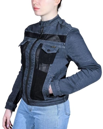 Rider Denim Duman File Kadın Yazlık Motosiklet Montu - MotoDede