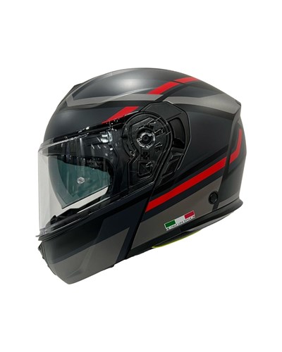 Sway SW 917 Fast Black Titanium Red Çene Açılır Kask - MotoDede