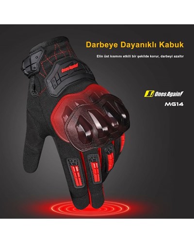 Ones Again MG14 Korumalı Yazlık Motosiklet Eldiveni Siyah - MotoDede