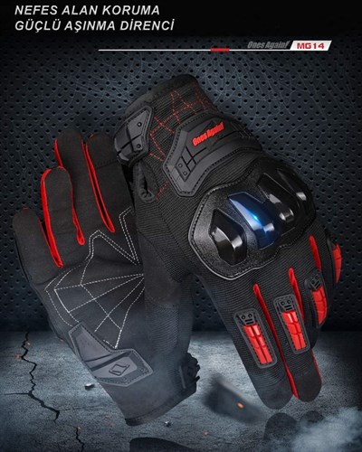 Ones Again MG14 Korumalı Yazlık Motosiklet Eldiveni Siyah - MotoDede