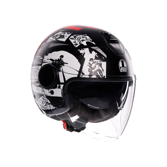 AGV KASK/ ETERES HISTORY MATT BLACK WHITE RED MO136