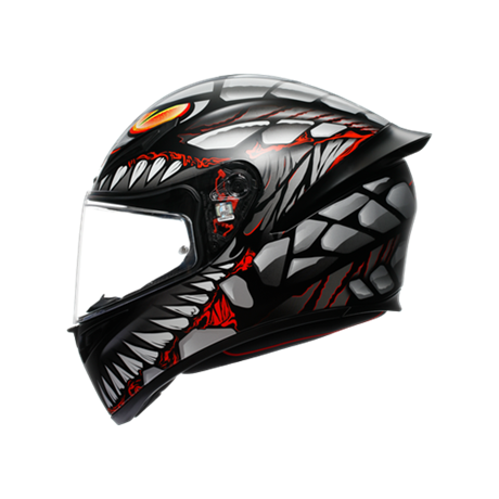 AGV KASK/K1 S E2206 LYZARD MATT BLACK GREY RED CONFİGURATİON