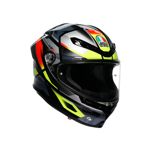 AGV K6 S Erazer Siyah Kırmızı Sarı Fluo Kapalı Kask - MotoDede